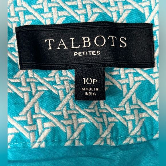 Talbots Petites Teal Geometric MIDI Pencil Skirt, 10P, Preppy, Spring, Easter - Picture 6 of 7